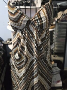 Weavers Brown, White & Black Geometric Midi Dress